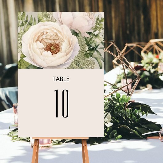 Numéro De Table Elégante aquarelle de bouquet de fleurs blanches