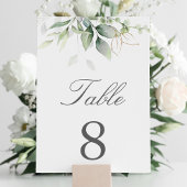 Numéro De Table Élégante aquarelle de verdure d'eucalyptus botaniq