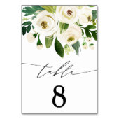 Numéro De Table Elégante aquarelle Fleurs blanches Verdure Mariage (Dos)