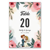 Numéro De Table Elégante aquarelle Floral Couple Mariage été (Dos)