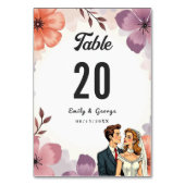 Numéro De Table Elégante aquarelle Floral Romantique Couple Mariag (Par défaut)