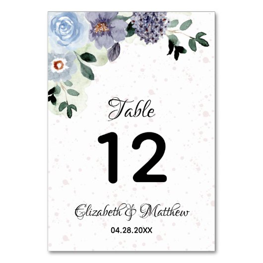 Numéro De Table Elégante aquarelle florale Mariage pourpre (Par défaut)