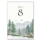 Numéro De Table Elégante aquarelle Mariage forestier (Dos)