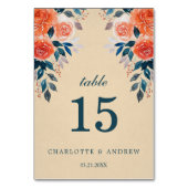 Numéro De Table Elégante aquarelle orange Rose Mariage (Par défaut)