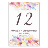 Numéro De Table Elégante aquarelle Pastel Floral (Dos)