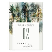 Numéro De Table Elégante aquarelle verte Mariage forestier (Par défaut)