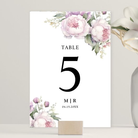 Numéro De Table Elégante aquarelle violette foncée