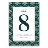 Numéro De Table Élégante Botanique de Feuilles Vertes (Dos)