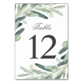 Numéro De Table Élégante branche de pousse d'olive à l'aquarelle v (Dos)