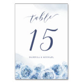 Numéro De Table Elégante calligraphie bleu aquarelle mariage flora (Par défaut)