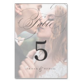 Numéro De Table Elégante calligraphie classique photo mariage tabl (Dos)