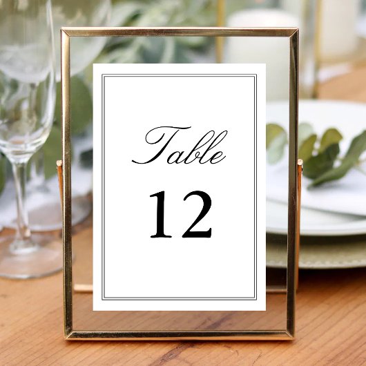 Numéro De Table Élégante Calligraphie de Mariage Script Classique