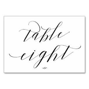 Numéro De Table Élégante calligraphie de script Table Huit Récepti