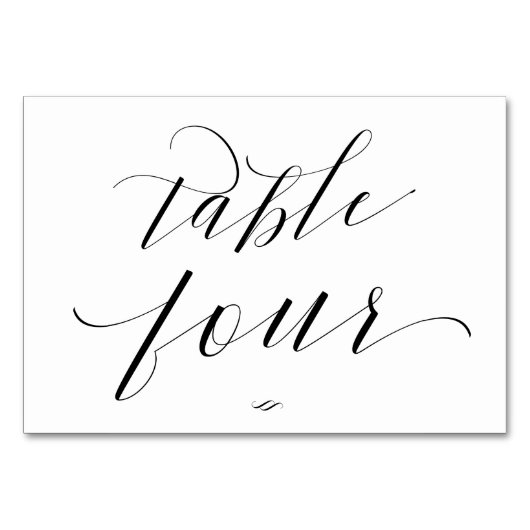 Numéro De Table Élégante calligraphie de script Table Quatre Récep (Dos)