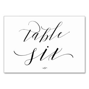 Numéro De Table Élégante calligraphie de script Tableau 6 Réceptio