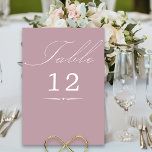 Numéro De Table Élégante calligraphie Dusty Rose Mariage rose<br><div class="desc">Dusty Rose rose mariage carte numéro de table avec calligraphie élégante et numéro de table modifiable. Un design minimaliste simple et moderne qui s'adapte à vos couleurs mariages. Le tableau est écrit en écriture manuscrite et le modèle est prêt à modifier le numéro de table. Les invitations coordonnées, la papeterie...</div>