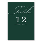 Numéro De Table Élégante calligraphie Emerald Green Mariage (Dos)