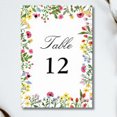 Numéro De Table Élégante calligraphie Fleur sauvage colorée