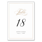 Numéro De Table Élégante calligraphie Gold Script Mariage moderne (Dos)