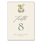 Numéro De Table Élégante calligraphie Green Fall Citrouille Mariag (Dos)