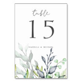 Numéro De Table Élégante calligraphie Mariage botanique (Dos)