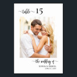 Numéro De Table Élégante calligraphie Mariage photo double face<br><div class="desc">Élégante Calligraphie moderne Script Mariage Numéros de table Double face avec photo personnalisée. Aidez vos invités à trouver facilement leur chemin avec ces cartes de numéro de table double face simples et élégantes. Il est facile d'ajouter les chiffres, les photos, les noms et la date ! Comprend une jolie feuille...</div>