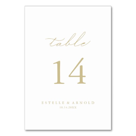 Numéro De Table Élégante calligraphie moderne mariage or (Par défaut)
