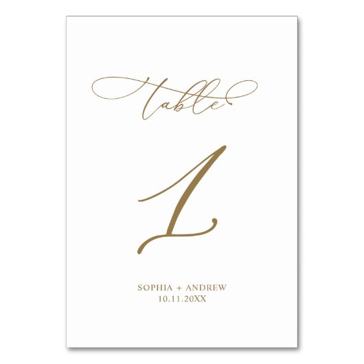 Numéro De Table Élégante calligraphie moderne Tableau 1 Mariage (Dos)