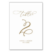 Numéro De Table Élégante calligraphie moderne Tableau 2 Mariage (Dos)