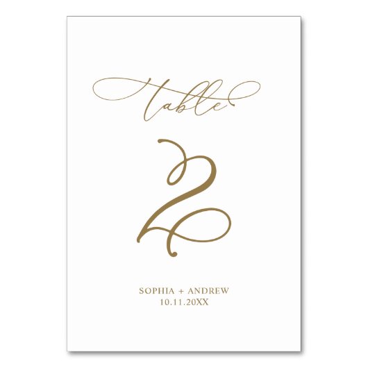 Numéro De Table Élégante calligraphie moderne Tableau 2 Mariage (Dos)