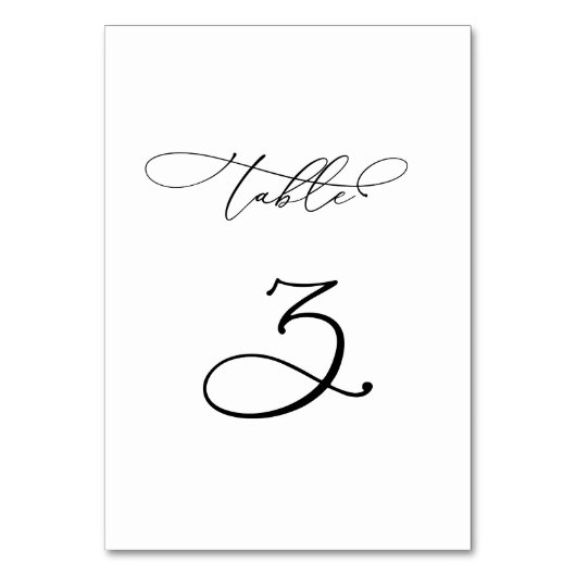 Numéro De Table Élégante calligraphie moderne Tableau 3 Mariage (Dos)