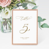 Numéro De Table Élégante calligraphie moderne Tableau 5 Mariage