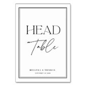 Numéro De Table Élégante calligraphie noir & blanc "table de tête" (Dos)