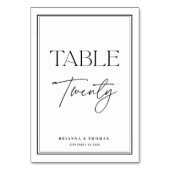 Numéro De Table Élégante calligraphie noir blanc Table Numéro 20 (Dos)