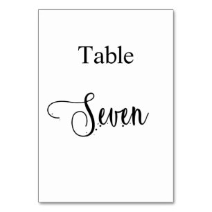 Numéro De Table Elégante calligraphie noir blanc table sept 7