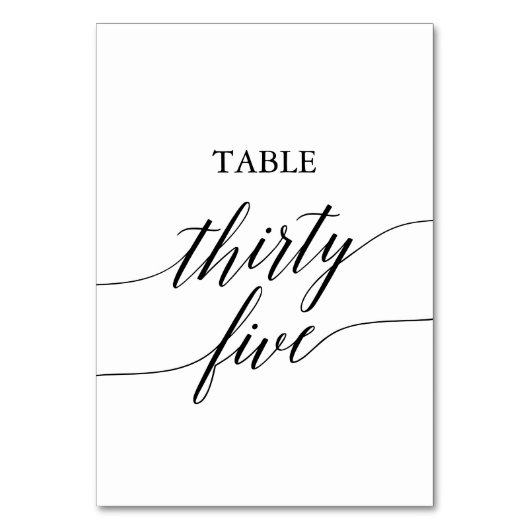 Numéro De Table Élégante calligraphie noire Numéro de tableau Tren (Dos)