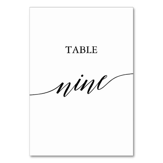 Numéro De Table Élégante calligraphie noire Tableau Neuf Numéro de (Par défaut)