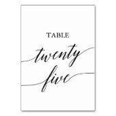 Numéro De Table Élégante calligraphie noire Tableau Numéro Vingt-c (Dos)