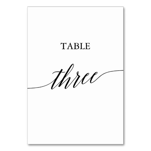 Numéro De Table Élégante calligraphie noire Tableau Trois Numéro d (Dos)