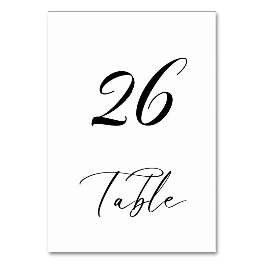 Numéro De Table Élégante calligraphie noire Tableau Un Numéro de t (Par défaut)