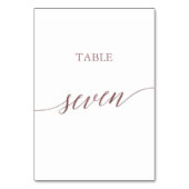Numéro De Table Élégante calligraphie or Rose Table Sept (Dos)