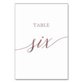 Numéro De Table Élégante calligraphie or Rose Table Six (Dos)