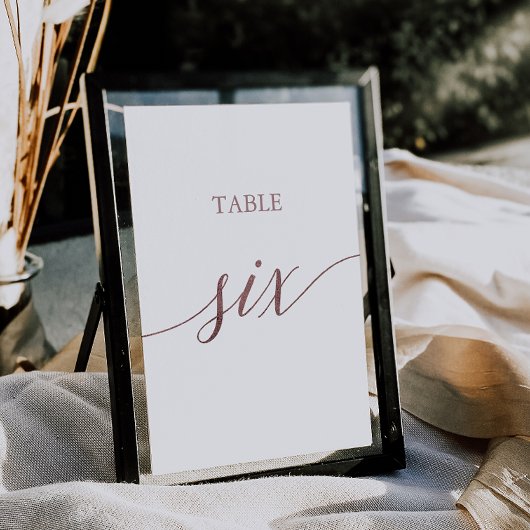 Numéro De Table Élégante calligraphie or Rose Table Six