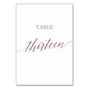Numéro De Table Élégante calligraphie or Rose Table Treize
