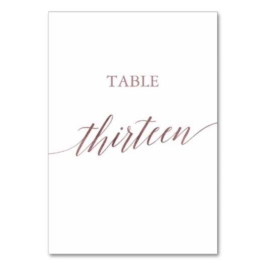 Numéro De Table Élégante calligraphie or Rose Table Treize (Dos)