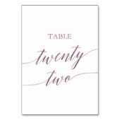 Numéro De Table Élégante calligraphie or Rose Table Vingt-deux (Dos)