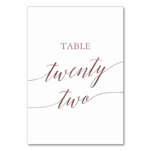 Numéro De Table Élégante calligraphie or Rose Table Vingt-deux (Dos)