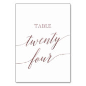Numéro De Table Élégante calligraphie or Rose Table Vingt-quatre (Dos)