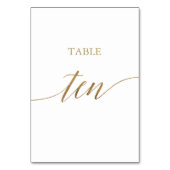 Numéro De Table Élégante calligraphie Or Tableau Dix Numéro de tab (Dos)