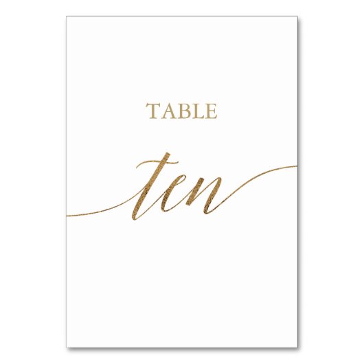 Numéro De Table Élégante calligraphie Or Tableau Dix Numéro de tab (Dos)